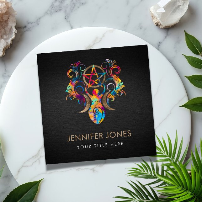 Tarjeta De Visita Cuadrada Ornamento de la diosa de la luna triple (Subido por el creador)