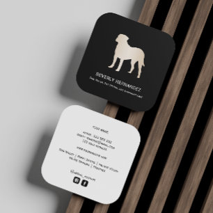 Tarjeta De Visita Cuadrada Oro Bullmastiff Perro Walker Entrenador de cachorr