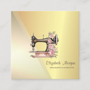 Tarjeta De Visita Cuadrada Oro Geométrico Profesional Elegante Moderno