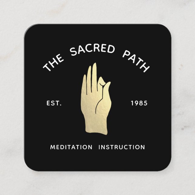 Tarjeta De Visita Cuadrada Oro Gyan Mudra Meditación Maestros Cuadrados de Ne (Anverso)