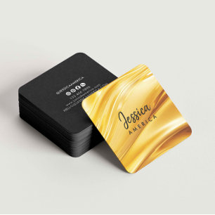 Tarjeta De Visita Cuadrada Oro Lujoso Minimalista moderno profesional