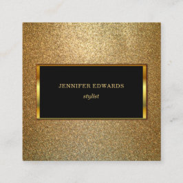 Tarjeta De Visita Cuadrada Oro moderno y profesional elegante elegante negro
