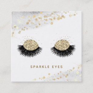 Tarjeta De Visita Cuadrada *~* Oro negro ojos grises azota Glam Luxe