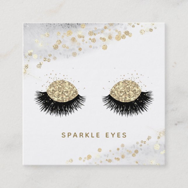 Tarjeta De Visita Cuadrada *~* Oro negro ojos grises azota Glam Luxe (Anverso)