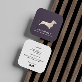 Tarjeta De Visita Cuadrada Oro perro Dachshund Walker Trainer Cachorro sentad
