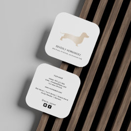 Tarjeta De Visita Cuadrada Oro perro Dachshund Walker Trainer Cachorro sentad