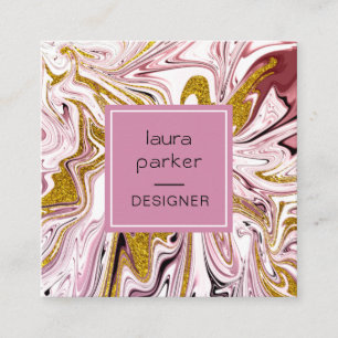 Tarjeta De Visita Cuadrada Oro rosa Resumen artístico Giro profesional