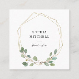 Tarjeta De Visita Cuadrada Oro simple del verdor el | del eucalipto