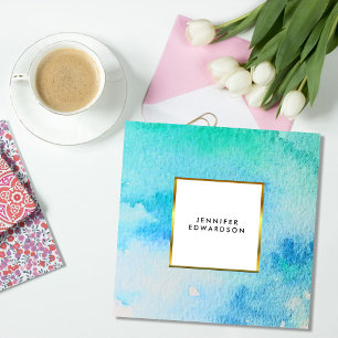 Tarjeta De Visita Cuadrada Oro verde azulado azul del chapoteo de la