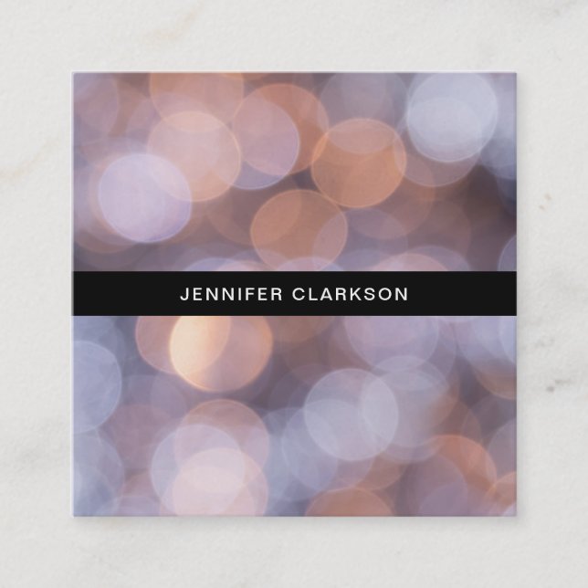 Tarjeta De Visita Cuadrada Oro y fotógrafo azul del profesional del bokeh (Anverso)