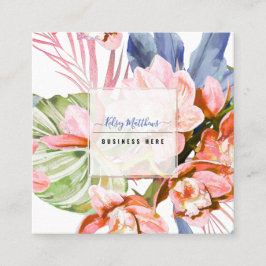 Tarjeta De Visita Cuadrada Orquídea Címbida de Peach Peach de PixDezines