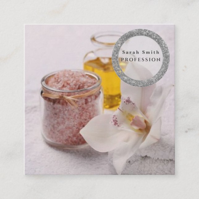 Tarjeta De Visita Cuadrada Orquídeas de sal marina spa flor masaje aromaterap (Anverso)