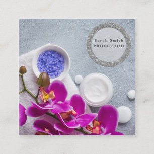 Tarjeta De Visita Cuadrada Orquídeas de sal marina spa flor masaje aromaterap