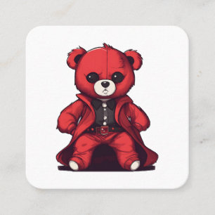 Tarjeta De Visita Cuadrada Osito de peluche rojo lindo