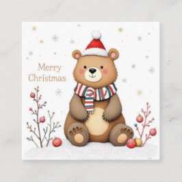 Tarjeta De Visita Cuadrada Oso de Navidad