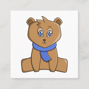Tarjeta De Visita Cuadrada Oso de peluche con un pañuelo azul