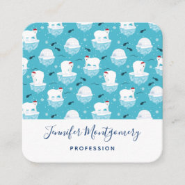 Tarjeta De Visita Cuadrada Osos polares cortos en el patrón de Navidades Sant