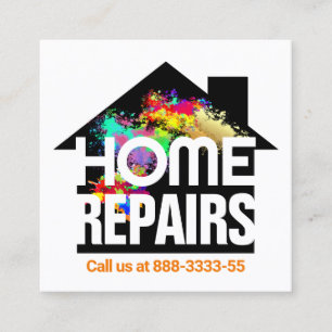 Tarjeta De Visita Cuadrada Paint Splatt Home Repairs Building