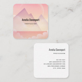 Tarjeta De Visita Cuadrada Paisaje de la montaña Dreamy Pastel