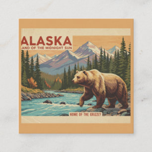 Tarjeta De Visita Cuadrada Paisaje de oso grizzly de viaje a Alaska
