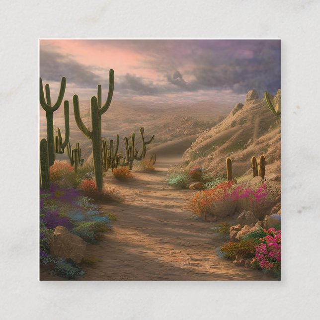 Tarjeta De Visita Cuadrada Paisaje del desierto (Anverso)