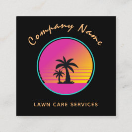 Tarjeta De Visita Cuadrada Paisaje extravagante de palmeras Sunset