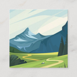 Tarjeta De Visita Cuadrada Paisaje montañoso