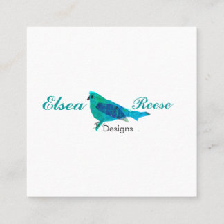 Tarjeta De Visita Cuadrada Pájaro azul lindo del diseñador creativo artístico