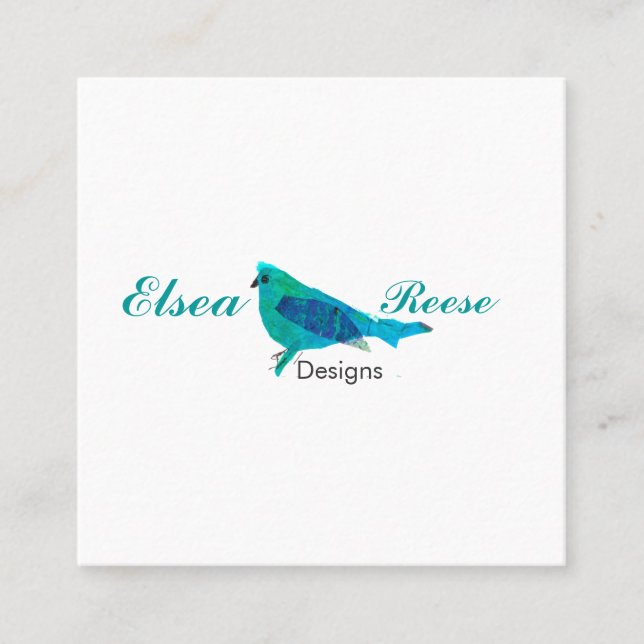 Tarjeta De Visita Cuadrada Pájaro azul lindo del diseñador creativo artístico (Anverso)