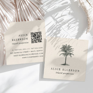Tarjeta De Visita Cuadrada Palm de La Habana   Código QR del árbol de la palm
