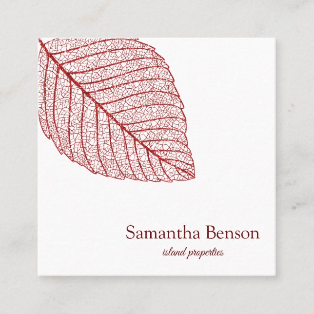 Tarjeta De Visita Cuadrada Palm deja isla tropical verde y cuadrado blanco (Anverso)