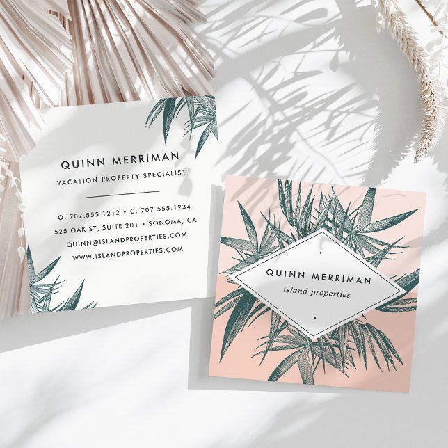 Tarjeta De Visita Cuadrada Palm Frond Tropical (Subido por el creador)