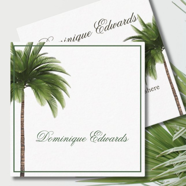 Tarjeta De Visita Cuadrada Palm Tree Tropical Elegante Sencillo (Subido por el creador)