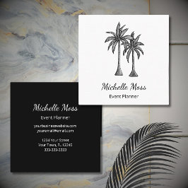 Tarjeta De Visita Cuadrada Palm Trees Beach Tropical Profesional Moderno