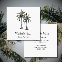 Tarjeta De Visita Cuadrada Palm Trees Tropical Profesional Moderno