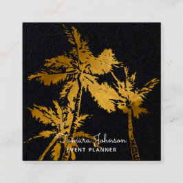 Tarjeta De Visita Cuadrada Palmeras tropicales oscuras modernas del oro