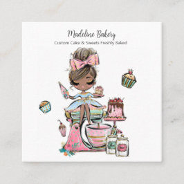 Tarjeta De Visita Cuadrada Panadería acuática Mezcladora Pastelería Dulces