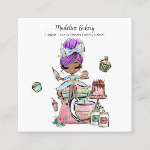 Tarjeta De Visita Cuadrada Panadería acuática Mezcladora Pastelería Dulces