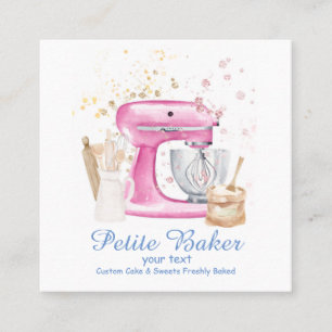 Tarjeta De Visita Cuadrada Panadería acuática Mezcladora Pastelería Dulces