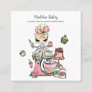 Tarjeta De Visita Cuadrada Panadería acuática Mezcladora Pastelería Dulces