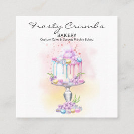 Tarjeta De Visita Cuadrada Panadería acuática Pastelería Dulces Cupcakes Squa