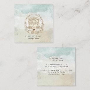 Tarjeta De Visita Cuadrada Panadería Artesanal Watercolor Baker