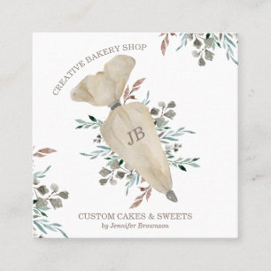 Tarjeta De Visita Cuadrada Panadería Boho Chic Maker de Comida