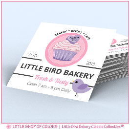 Tarjeta De Visita Cuadrada Panadería Cuadrada de Cupcakes Personalizados