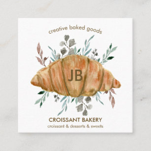 Tarjeta De Visita Cuadrada Panadería de bollería de croissant