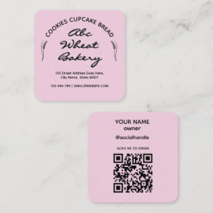Tarjeta De Visita Cuadrada Panadería de Campo Rosa