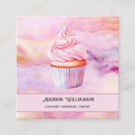 Tarjeta De Visita Cuadrada Panadería de Cupcake | Código de catering del chef
