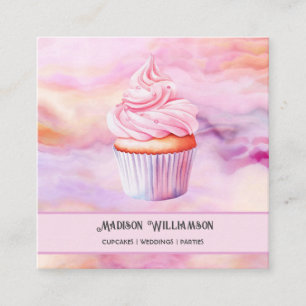 Tarjeta De Visita Cuadrada Panadería de Cupcake Código de catering del chef