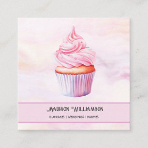 Tarjeta De Visita Cuadrada Panadería de Cupcake   Código de catering del chef