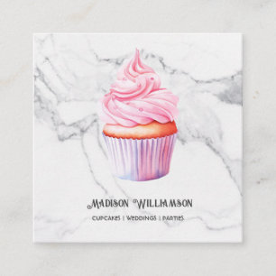 Tarjeta De Visita Cuadrada Panadería de Cupcakes   Chef Panadero  Mármol O Có